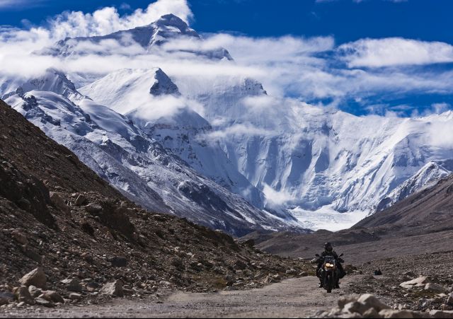 January: by Anna & Claus Possberg, Germany. Mount Everest Base Camp, Tibet; BMW F800.