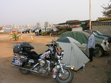 Camped in the car park of Clube Naval, Luanda