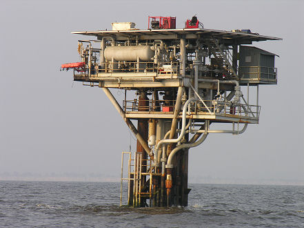 One of dozens of oil rigs in the mouth of the Congo River off the Angolan coast