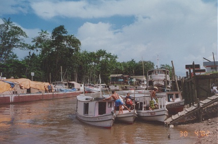 Boats plying the Amazon River supplying and collecting produce