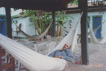 Relaxing in a hammock, invented by the local indian population