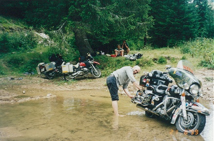 Roadside motorcycle wash