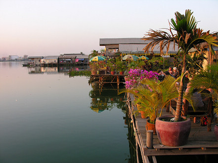 Lakeside restaurants and hostels Phnom Penh