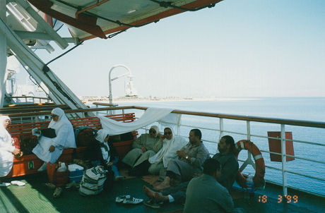 Pilgrims heading to Saudi Arabia on the same boat to Jordan