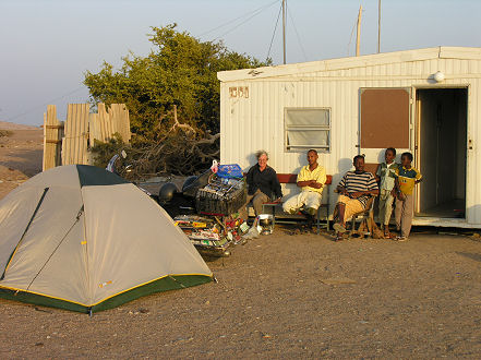Camped at the border post, next to the immigration station