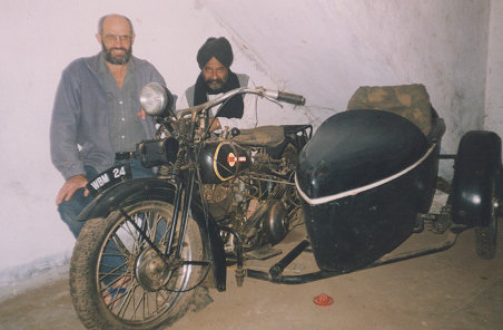 A Sikh, proud of his old wartime Harley