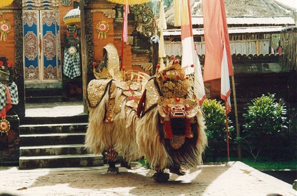 Traditional lion dance in Bali