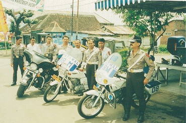 Photos with the local Indonesian Police motorcycle squad