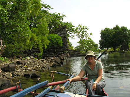 Touring the site in an outrigger canoe