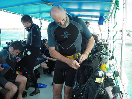 Preparing for the first dive