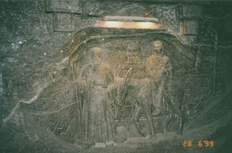 Salt mine carvings in the worlds largest underground chapel