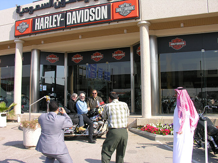 Media photos outside the Dhahran Harley-Davidson shop