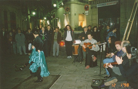 Street flamenco dancing, buskers