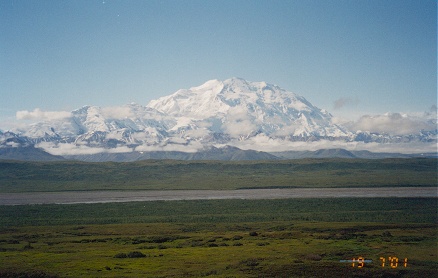 Mt McKinley in Denali National Park, out of the clouds for once