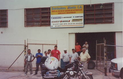 Collecting a tyre from the Dunlop dealer in Maracaibo