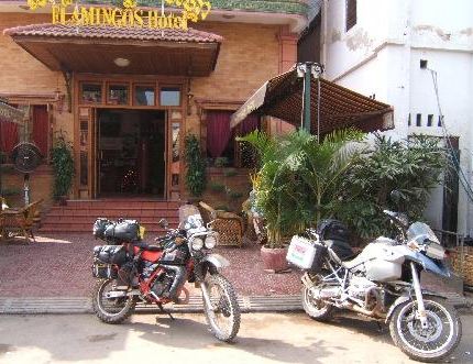 The famous Flamingos Hotel in Phnom Penh, the short-time home to hardened motorcycle travelers and hard punters.  One of my research findings at this hotel was this was not where solo women travelers should stay, nor where married men or men with girl friends should bring their partners.