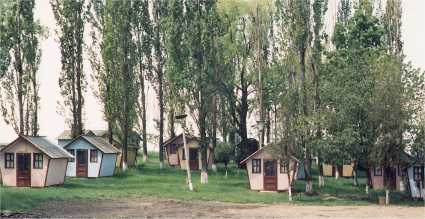 Some campgrounds had inexpensive cabins like these.