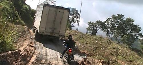 Following trucks in Colombia.