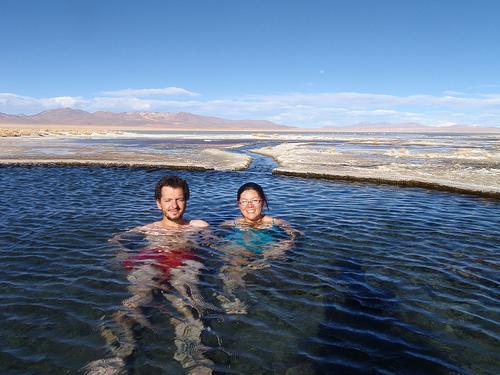 Alex and Ping-Yi in the thermal pool.