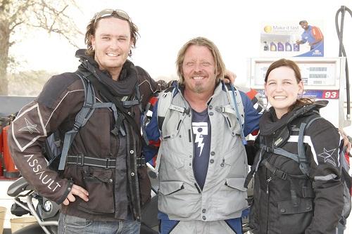 Francois and Tania meeting Charley Boorman in Namibia.
