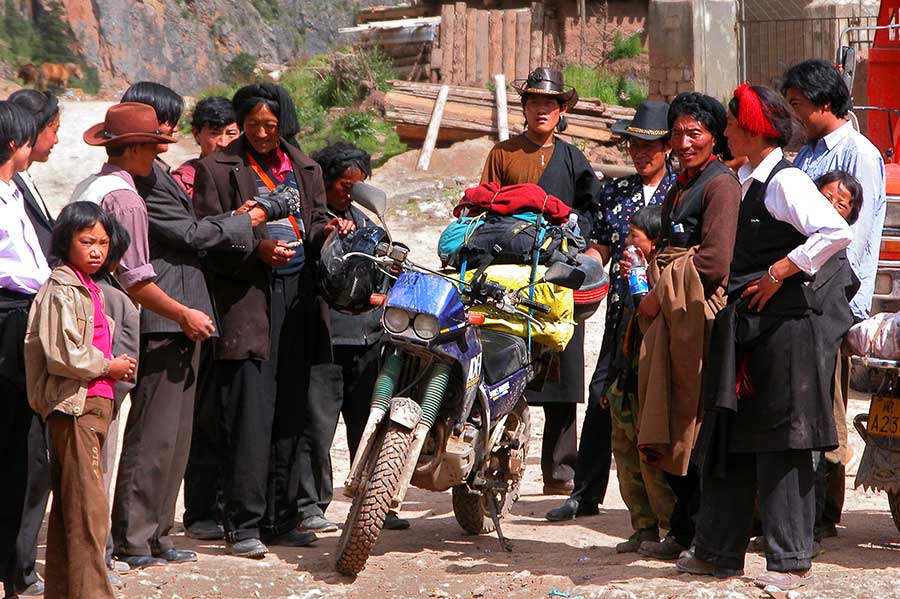 Photo by Carl Parker, Always curious Tibetans, Tibet, China