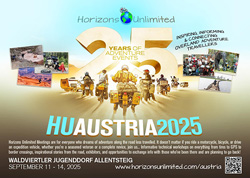 Horizons Unlimited Austria 2025 postcard.