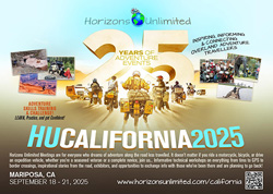 Horizons Unlimited California 2025 postcard.