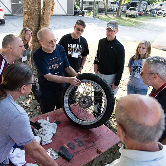 Tire changing demonstration at HU North Carolina meeting.