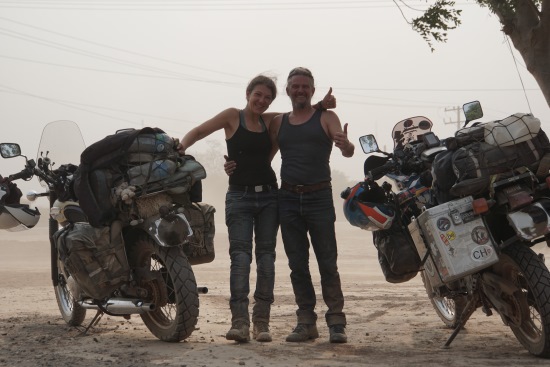 Simona and Stefan Sykora with their overlanding motorcycles