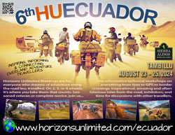 Horizons Unlimited Ecuador 2024 postcard.