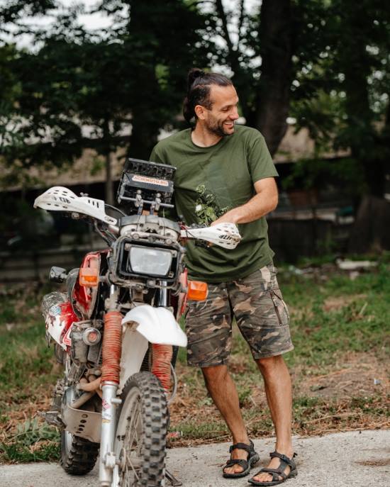 Marius Stefan with motorcycle.