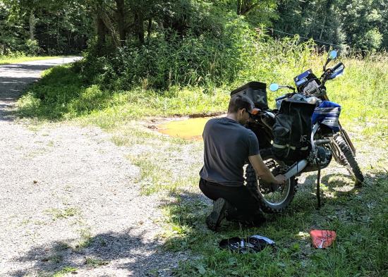 Kevin Edwards, Roadside motorcycle repairs.