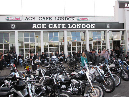 The famous ACE Cafe near London on Harley night
