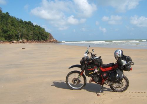 Malaysia had pristine beaches on the eastern coast. Here pictured I was able to ride for miles without having to pay a beach fee or be ticketed by the police for beach riding, like at Daytona Beach, Florida. 