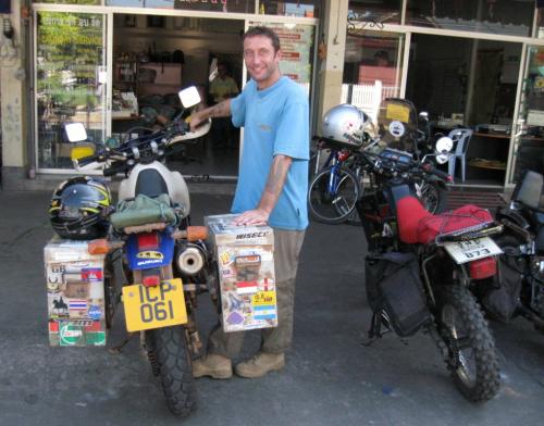 I met Pete Wolverson, from Farnham, Surry, Great Britain, in Chiang Mai. He was circling the globe on a 2006 Suzuki DR 650. Chiang Mai was a popular stopover for motorcycle travelers exploring Southeast Asia.