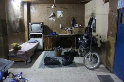 Our safe bike parking in the Oasis Hotel in Luxor. The hotel's staff living room.