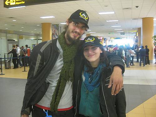 Jordan and Michelle at airport.