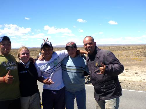Henriette with the boys, on Ruta 40, Argentina.